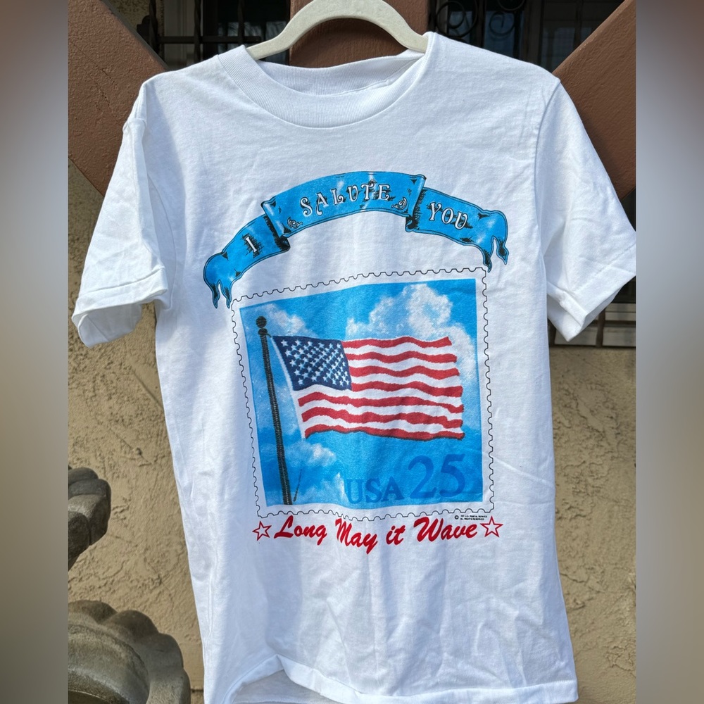 BRAND NEW VINTAGE RARE 1991 I SALUTE YOU USA STAMP SHIRT TEE SIZE MEDIUM
